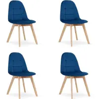 Leobert BORA Velvet Design Stoelen – Set van 4 – Marineblauw Fluweel – Scandinavisch Design – Beukenhouten Poten – Max. 120 kg