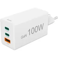 Hama USB C snellader | | 3 poorten (2x USB C, 1x USB A, 100W, Wit)