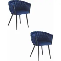Leobert Orion fauteuil, fluweel, donkerblauw (2 stuks)