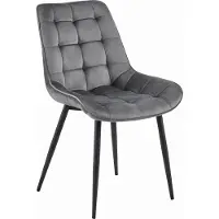 Leobert Eetkamerstoel BERA - Donkergrijs fluweel - Zwarte metalen poten - Modern design