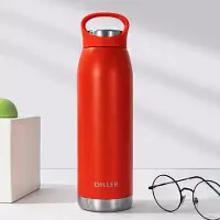 DILLER thermosfles - drinkfles - dubbelwandige thermosfles - vacuum drinkfles - handige handgreep - roestvrijstaal - BPA-free - 700 ML - rood