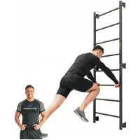 Marbo-sport Sport - Gymnastiekrek - Wall Bar - SG-16 - 219 x 76 cm - Metalen wandrek voor fitness en revalidatie - Thuisgym en Home Gym - Grijs
