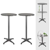TRUTZHOLM 2x bartafel 2in1 bistrotafel aluminium inklapbaar in hoogte verstelbaar 70/115 cm Ø 60 cm partytafel bartafel