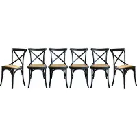 Signature - Set van 6 stoelen van massief hout en webbing L61 cm - BISTROT