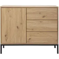 CALICOSY Commode 1 deur 3 laden eikendecor l90 x h80 cm lenny