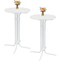 TRUTZHOLM 2x bartafel inklapbaar Ø 70 cm hoogte 110 cm stalen gastentafel feesttafel bistrotafel in wit