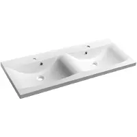 Hak Luciola Kunstmarmeren dubbele wastafel 120x48cm, wit
