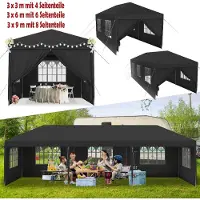 UISEBRT Partytent, 3x6 meter, paviljoen, waterdicht, stabiel, tuinpaviljoen, UV-bescherming, met zijpanelen en grote ramen. Tuincentrum, feesttent voor tuin en feest, antraciet