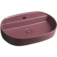 Isvea Infinity Oval Opbouwwastafel, 60x40cm, kastanjebruin rood mat