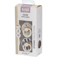 BIBS Studio Colour 2 Pack Pin - Ivory Steel Blue | Anatomic +6 maanden 2 St Fopspeenketting