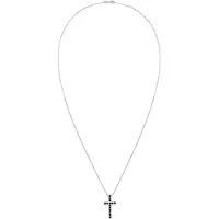 KUZZOI - Halsketting - Ketting met Hanger Heren Kruis Venetiaanse Ketting Glaskristallen Xiljoen Geslepen Zwart 925 Sterling Zilver Communie / Bevestiging 50 cm - Heren