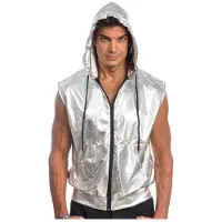 Chaks Zilveren Mouwloze Jas Met Capuchon - Maat M
