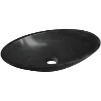 Sapho Blok Natuurstenen opbouwwastafel, 60x35cm, zwart Marquin mat