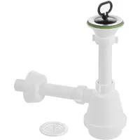 A&n&a aqualine Spoelbakafvoer, RVS afvoer 80 mm, plug met handgreep, DN32, wit