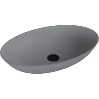 Polysan Banera Oval opzetwastafel, gegoten marmer, 60x40cm, grijs mat