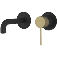Sapho Ultrasan inbouw 2-gats wastafelmengkraan, uitloop 15cm, zwart mat/goud mat