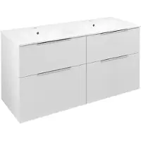 Sapho CIRASA wastafelonderkast met dubbele wastafel, 121x66x46 cm, wit, glanzend
