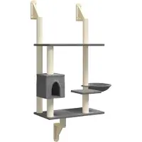 Syfax Kattenmeubel wandgemonteerd met krabpaal 153 cm donkergrijs