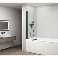 Polysan Black draaibaar badscherm 650mm, helder glas