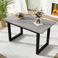 STILVORA Uitschuifbare eettafel in industriële stijl, ruimtebesparende salontafel, rechthoekige, moderne en eenvoudige eettafel van ijzer en MDF, grijs