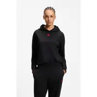 HUGO Hoodie in stretch-jersey met rood logolabel Maat L