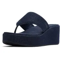 Original Brands Platfforms denim wedge toe-post sandals