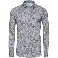 Desoto Slim Fit Jersey overhemd zand, Bloemen
