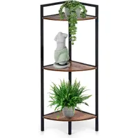 H&S - Metaal Hoekrek - Zwart - 23,5x23,5x76 cm - 3 Planken