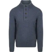 Barbour trui blauw half zip knopen wol