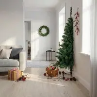 Prolenta Maison Exclusive - Kunstkerstboom, halvhoge variant met voet, groen, 180 cm, PVC