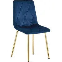 Leobert Fauteuil - - Model Libra - Fluwelen bekleding, marineblauw / Goudkleurige poten - 45 x 54 x 86,5 cm