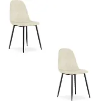 Leobert ASTI Eetkamerstoelen – Set van 2 – Beige Velvet – Zwarte Metalen Poten – Comfortabele Ergonomische Zitting – Modern Design – Velvet Stoel voor Woonkamer, Keuken en Eetkamer – Max. 110 kg per Stoel