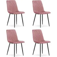 Leobert 4 stuks - Stoelen Turin, fluweel, roze, met zwarte poten