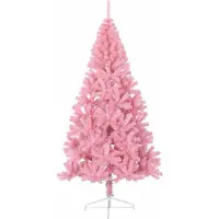 vidaXL Kunststof Voorverlichte Kerstboom met 300 LED Roze 180 cm PVC