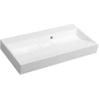 Sapho Amur Kunstmarmeren wastafel inclusief afvoerafdekking 90x46cm, zonder mengkraan gat, wit
