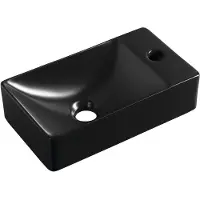 Sapho Small Margitha Keramische wastafel 38x22cm, kraangat rechts, mat zwart