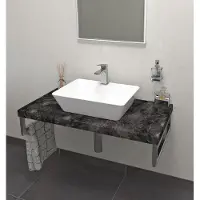 Sapho AVICE wastafelblad, 60x50 cm, dikte 5 cm, gebroken steenlook