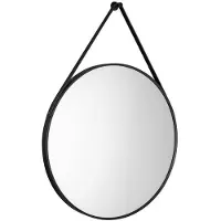 Aqualine Stago Ronde spiegel met lederen band, dia. 60cm, zwart mat