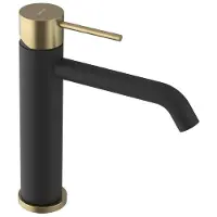 Sapho Ultramix Wastafelmengkraan, zwart mat/goud mat