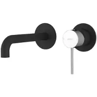 Sapho Ultramix inbouw 2-gats wastafelmengkraan, uitloop 20cm, zwart mat/chroom