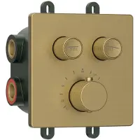 Sapho Smart Select inbouw thermostatische douchemengkraan, box, 2 stopcontacten, goud mat