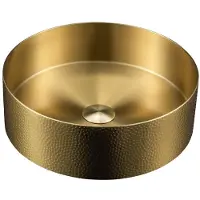 Sapho Aurum RVS waskom Ø38cm, inclusief afvoer, gesmeed metaal, mat goud