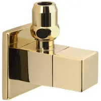 Sapho Vierkante hoekstopkraan met moer, 1/2"x3/8", goud
