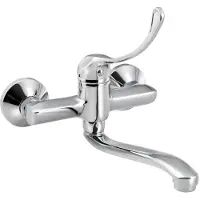 Bruckner Baron wandmengkraan, 150 mm tussenruimte, medische hendel, chroom