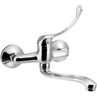 Aqualine 35 wandmengkraan, medische hendel, verhoogde uitloop, 220 mm, chroom