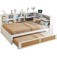 MODFU Eenpersoonsbed 90x200 cm – PU zwart – LED-strip – 4 laden – Verstelbaar hoofdbord – Met matras