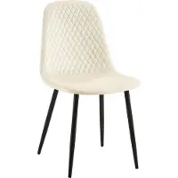 CLP Giverny Eetkamerstoel - Zonder armleuning - Metaal frame - creme Fluweel