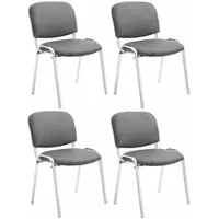 CLP Ken Set van 4 stoelen - Met Chroom - Kunstleer grijs