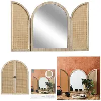 Home Deco Factory Spiegel Bali - hout - met deurtjes - 40 x 50 cm - boho stijl