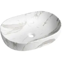 Hak Caleo Keramische opbouwwastafel, 60x42cm, wit Carrara